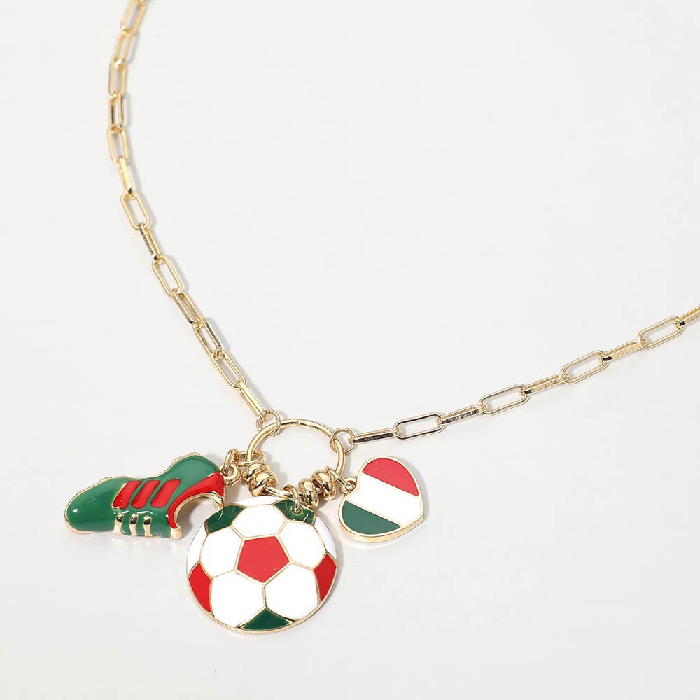 Italy Soccer Ball Paperclip Chain Necklace