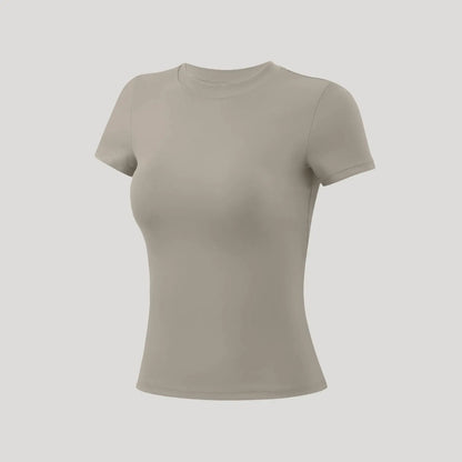 Timeoff 5-Piece Solid Sports Tee Set round Neck Slim Stretchy Ideal for Yoga Gym Workouts Women'S Athletic Wear Sporty Style Clothes Gym Shirts Workout Tops Oversized Gym Shirts Fitness Outfit