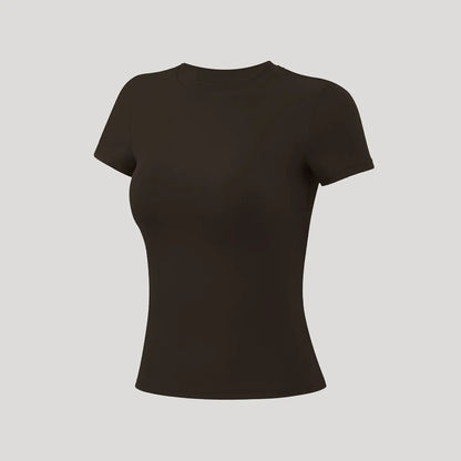 Timeoff 5-Piece Solid Sports Tee Set round Neck Slim Stretchy Ideal for Yoga Gym Workouts Women'S Athletic Wear Sporty Style Clothes Gym Shirts Workout Tops Oversized Gym Shirts Fitness Outfit