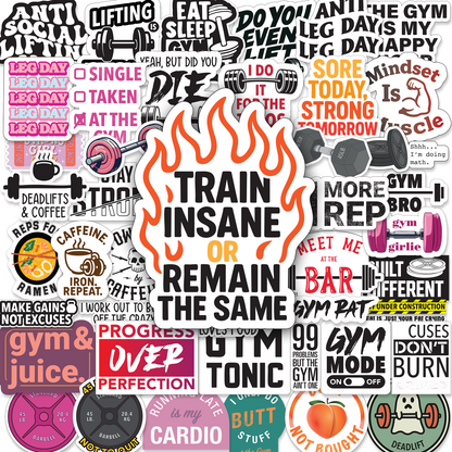 Gym Stickers 45-Pack - Workout Stickers for your Water Bottle