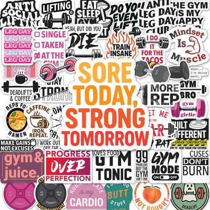 Gym Stickers 45-Pack - Workout Stickers for your Water Bottle