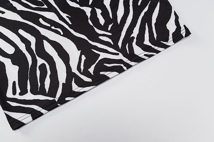 Zebra Print Long Sleeve V-Neck Mini Dress