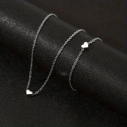 Peach Heart Chain Jewelry Set