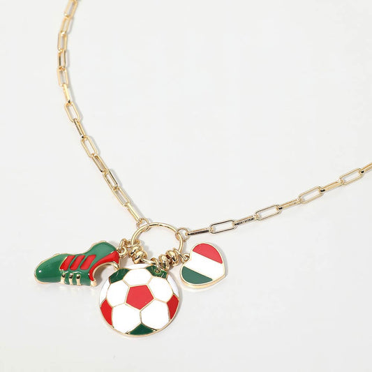 Italy Soccer Ball Paperclip Chain Necklace