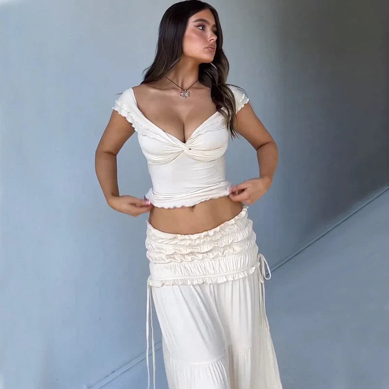 2-Piece Women's Ruffle Vacay Set