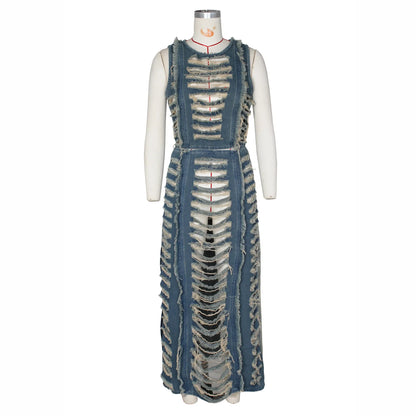 Women's Sleeveless Crop Tank Tops and Split Side Maxi Skirt