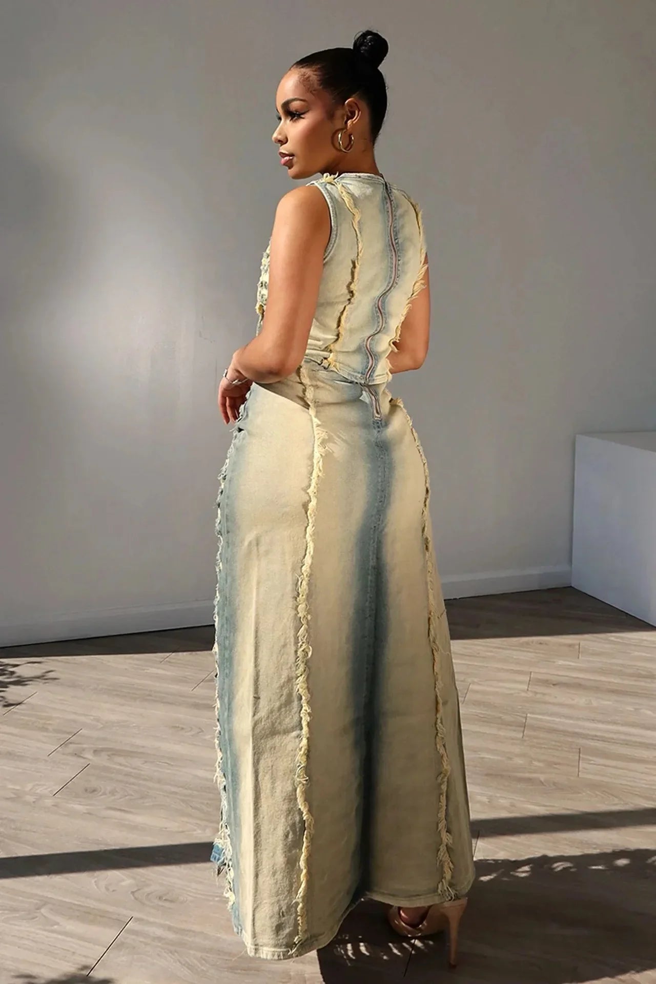 Women's Sleeveless Crop Tank Tops and Split Side Maxi Skirt
