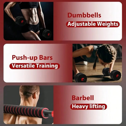 5–44 LB (2.3–20 kg) Adjustable Dumbbell to Barbell Set
