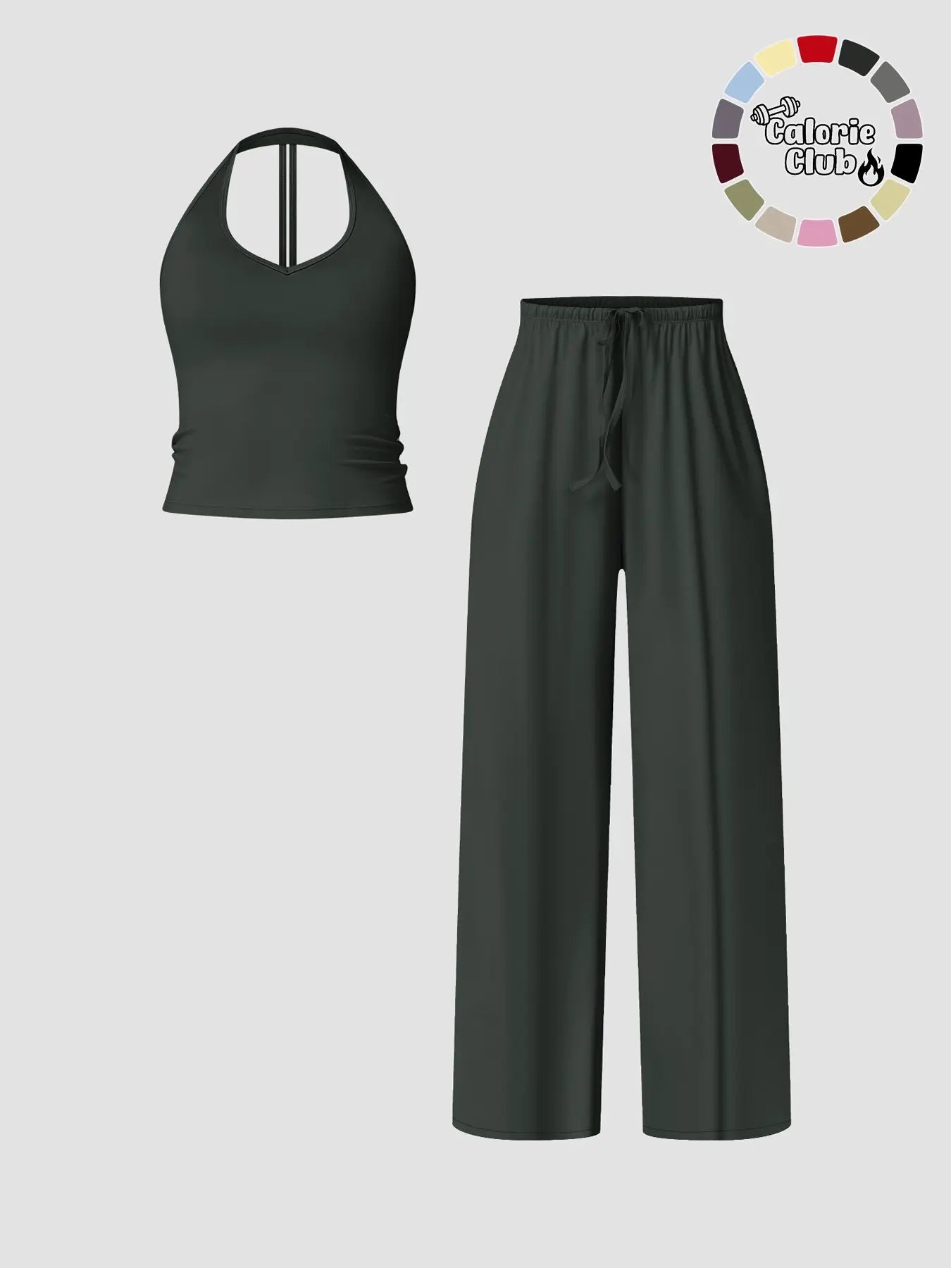 Women'S Quick-Dry Sports Tank Top, Casual High-Waisted Bell Bottoms, Comfortable Sporty, All-Season Plain Style, Sports Wear Set
