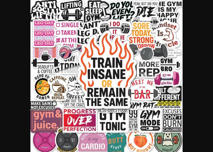 Gym Stickers 45-Pack - Workout Stickers for your Water Bottle